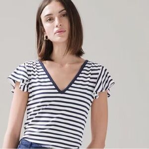 NWT flutter sleeve striped top.  Size XL